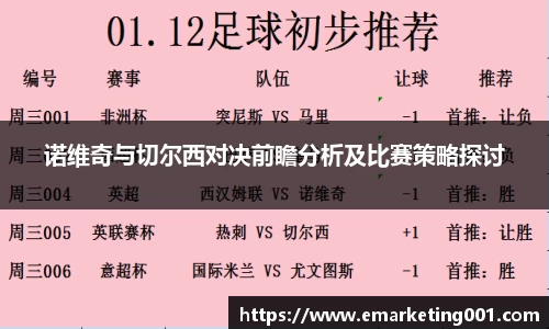 诺维奇与切尔西对决前瞻分析及比赛策略探讨
