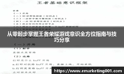 从零起步掌握王者荣耀游戏意识全方位指南与技巧分享